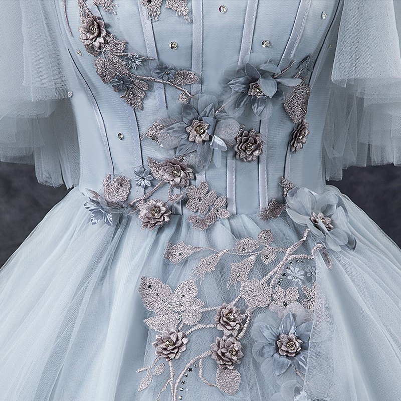 Fairy Grey Evening Dress – Spaghetti Strap Long Ball Gown