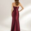 Burgundy Strapless Ruched Satin Mermaid Gown