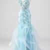 Sky Blue Lace Sequin Ruffled Mermaid Prom Dress