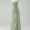 Green Tulle A-Line Prom Dress – Spaghetti Strap Evening Gown