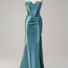 Green Strapless Sequin Corset Satin Mermaid Prom Dress with Slit