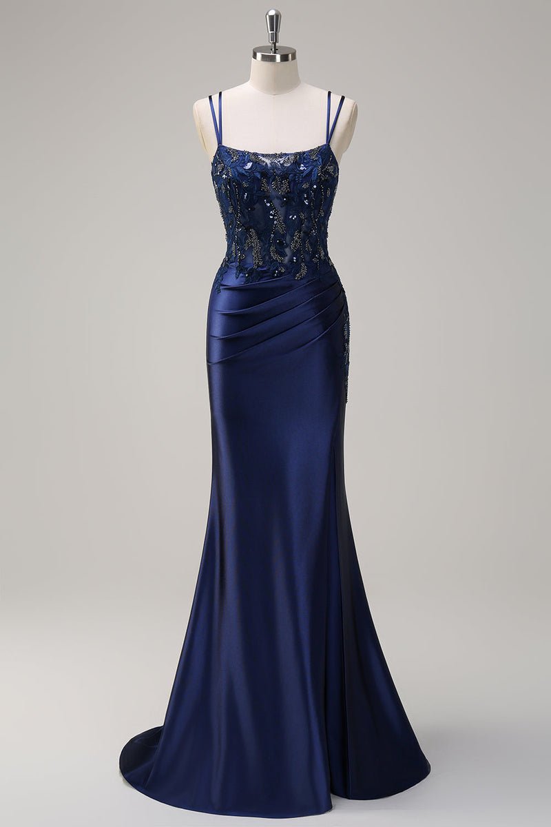 Royal Blue Spaghetti Strap Mermaid Prom Dress