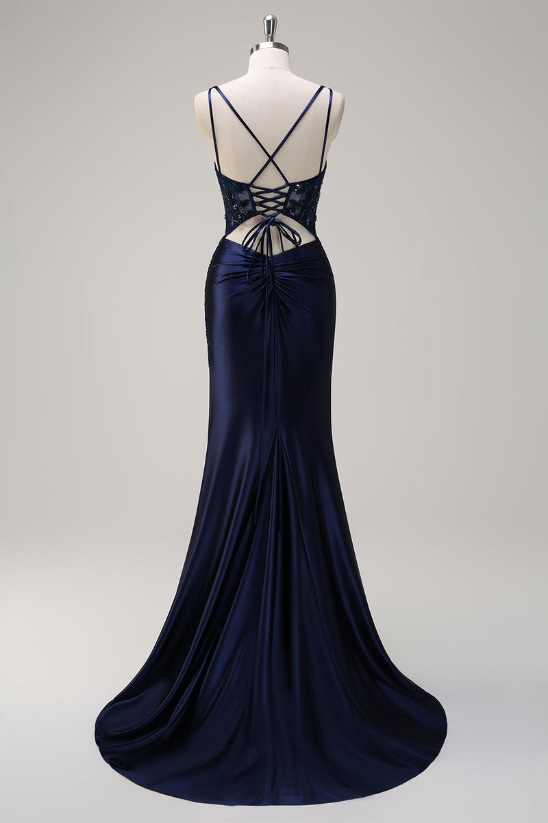 Royal Blue Spaghetti Strap Mermaid Prom Dress
