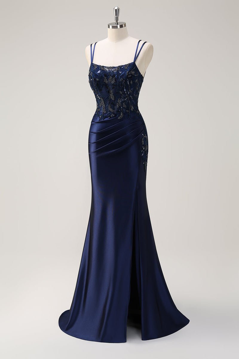 Royal Blue Spaghetti Strap Mermaid Prom Dress