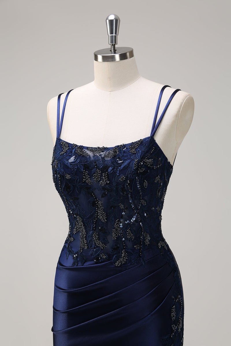 Royal Blue Spaghetti Strap Mermaid Prom Dress