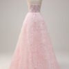 Pink Rose Flower Sequin Prom Dress – Elegant Evening Gown
