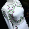 Elegant White Embroidered Floral Dubai Evening Dress
