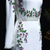 Elegant White Embroidered Floral Dubai Evening Dress