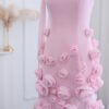 3D Flowers Mermaid Pink Evening Dress – Elegant Sweetheart with Side Slit