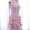 3D Flowers Mermaid Pink Evening Dress – Elegant Sweetheart with Side Slit
