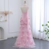 3D Flowers Mermaid Pink Evening Dress – Elegant Sweetheart with Side Slit