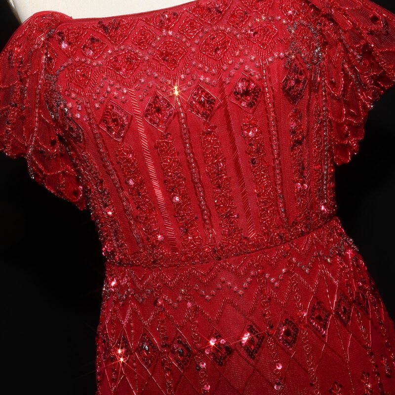 Luxury Champagne Mermaid Arabic Evening Dress with Cape Sleeves