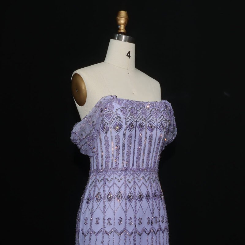 Luxury Champagne Mermaid Arabic Evening Dress with Cape Sleeves