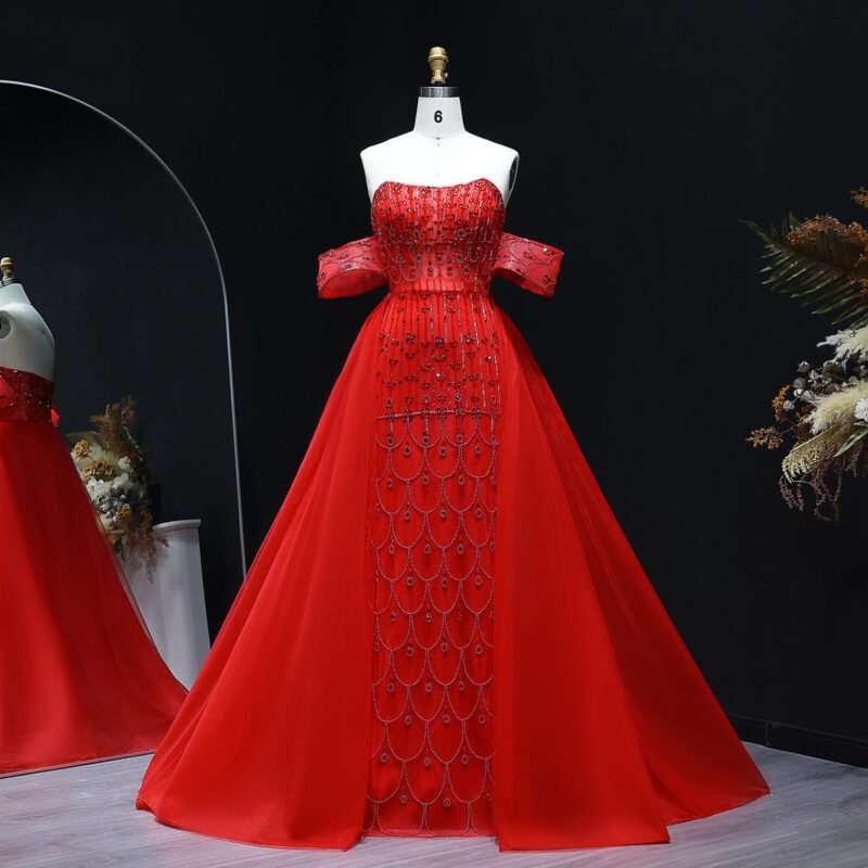 Luxury Mermaid Arabic Evening Dress with Overskirt