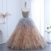 Multicolored Ruffles Princess Ball Gown Evening Dress