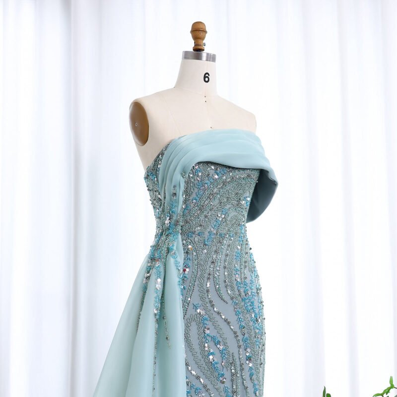Turquoise Elegant Mermaid Evening Dress with Side Split – Party Gown