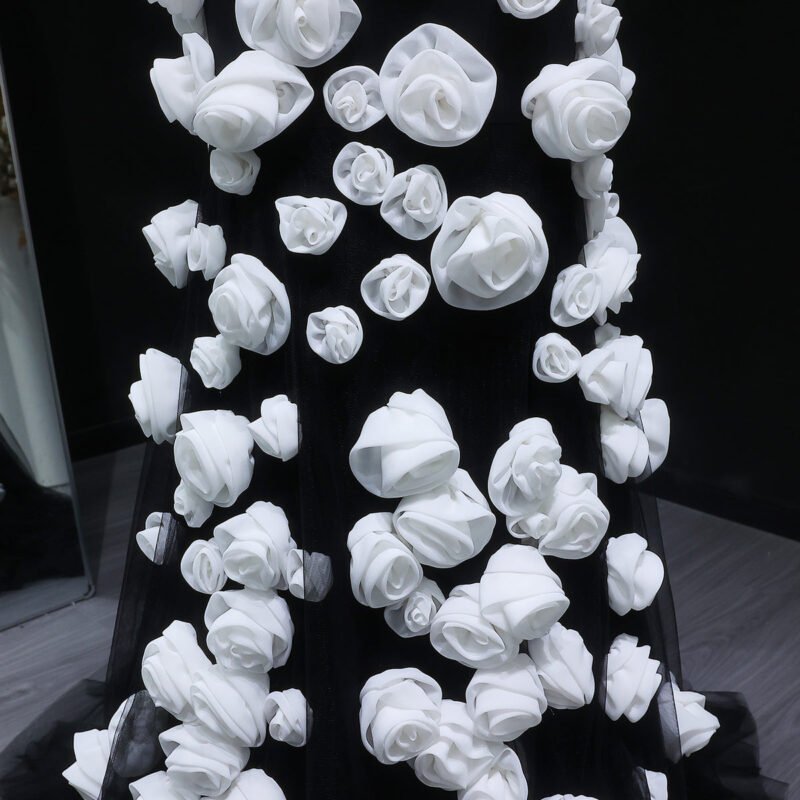 3D Flowers Mermaid Pink Evening Dress – Elegant Sweetheart with Side Slit