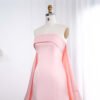 Luxury Pink 3D Flower Evening Dress with Cape Sleeves