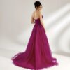 Hot Pink Strapless Tulle Prom Gown with Sequins