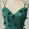 Dark Green A-Line Sequin Tulle Prom Dress – Sleeveless Cross-Back Gown
