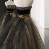 Luxury Black & Gold Strapless Ball Gown with Black Net