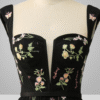 A-Line Sweetheart Black Dress with Embroidery
