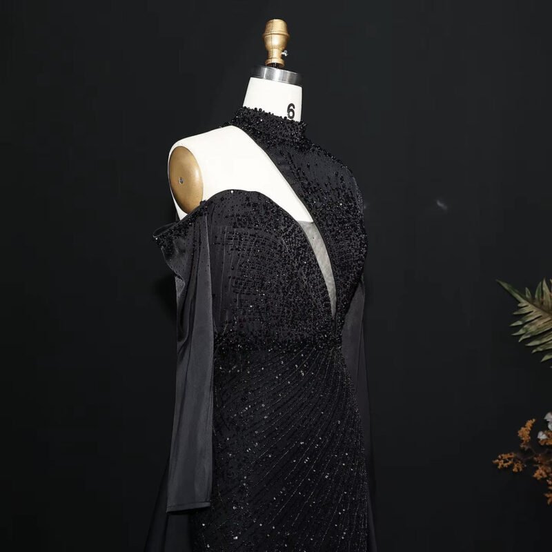 Luxury Green One-Shoulder Mermaid Evening Dress with Overskirt