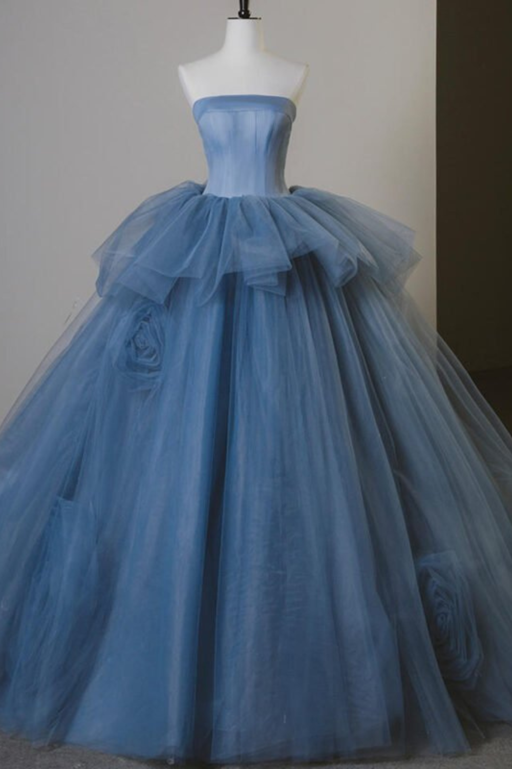 Blue Boat Neck Evening Gown – Formal Ball Gown Dress