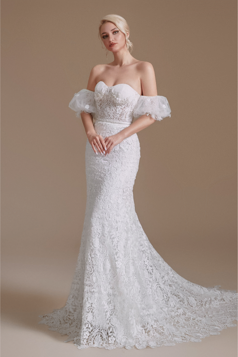 Sweetheart Detachable Lace Mermaid Wedding Dress