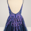 Sparkly Royal Blue Sequin Spaghetti Strap Dress with Slit