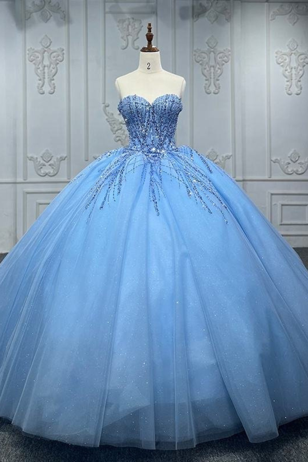Dreamy Sweetheart Blue Quinceanera Gown with Sequins