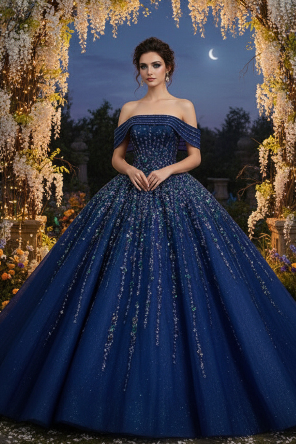 Sparkly Sequin Sweet 16 Blue Quinceanera Dress