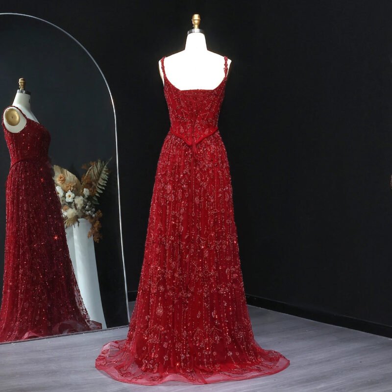Luxury Red Spaghetti Straps Evening Dress