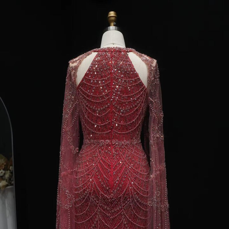 Stunning Champagne Evening Gown With Flowing Sleeves