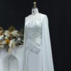 Elegant Luxury Beaded Evening Dress with Cape Sleeves