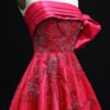 Luxury Beaded Elegant Fuchsia Satin Evening Dress