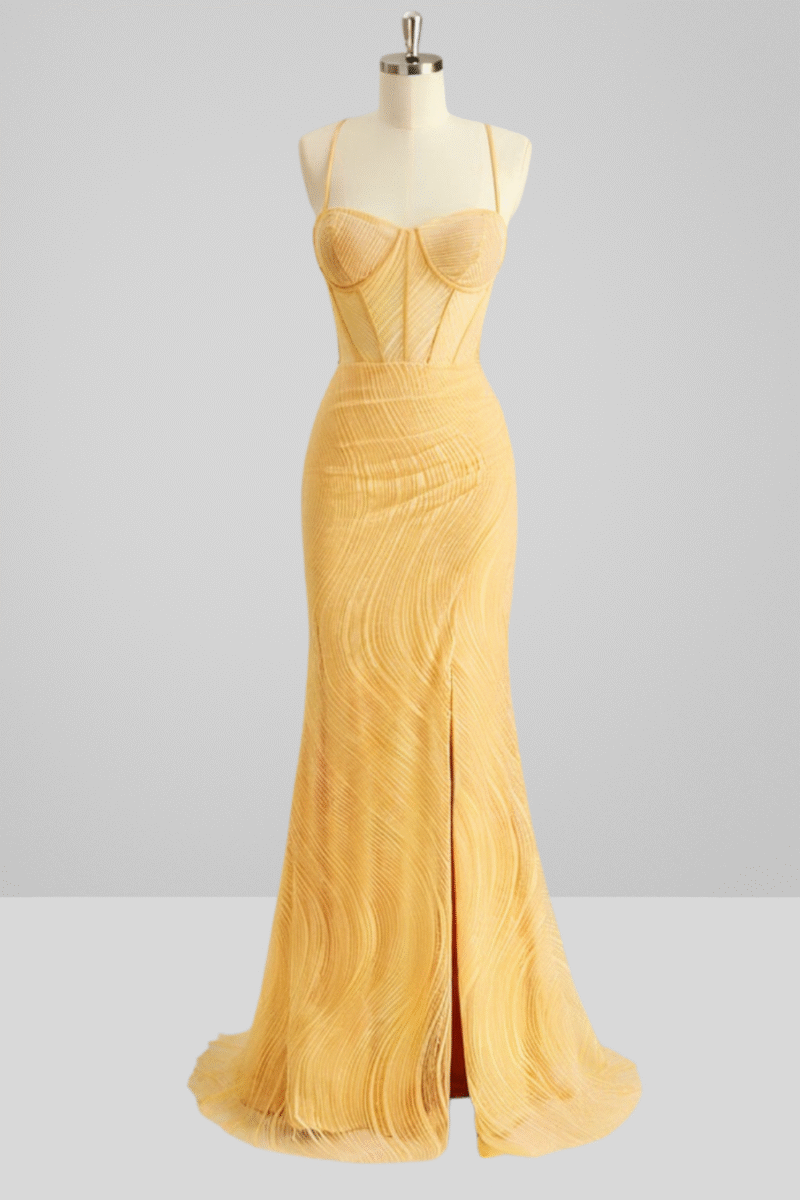 Mermaid Glow-in-the-Dark Gold Prom Dress