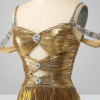 Gold A-Line Off-the-Shoulder Long Prom Dress