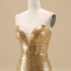 Sparkly Gold Mermaid Prom Dress with Slit
