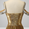 Gold A-Line Off-the-Shoulder Long Prom Dress