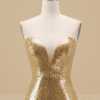 Sparkly Gold Mermaid Prom Dress with Slit