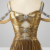 Gold A-Line Off-the-Shoulder Long Prom Dress