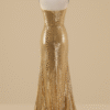 Sparkly Gold Mermaid Prom Dress with Slit