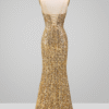 Sparkly Gold Prom Dress with Slit