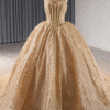 Glitter Golden Sweetheart Ball Gown