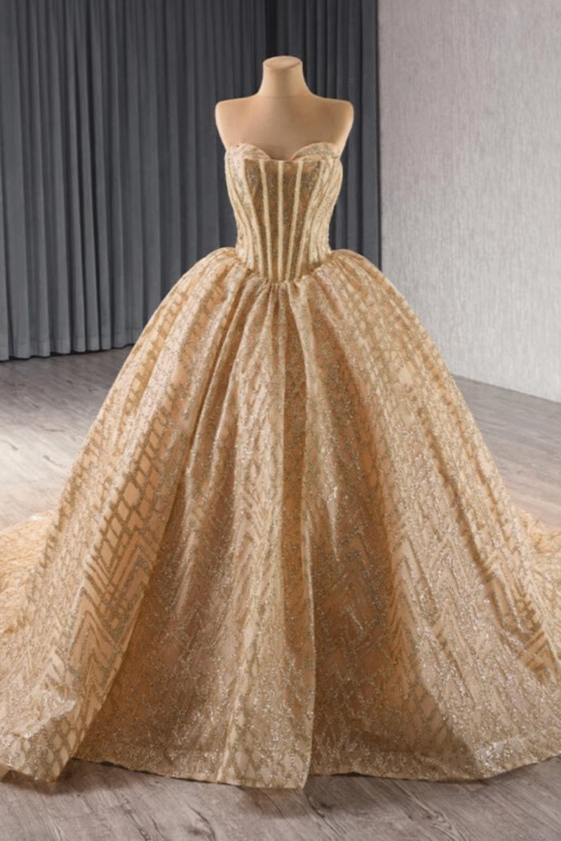 Glitter Golden Sweetheart Ball Gown