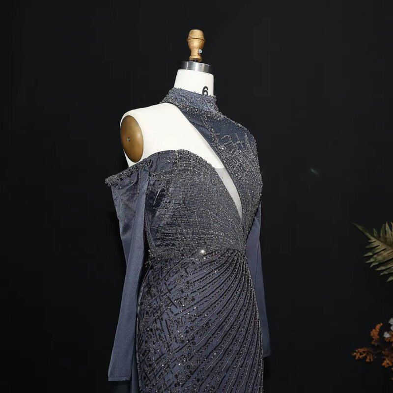 Luxury Green One-Shoulder Mermaid Evening Dress with Overskirt