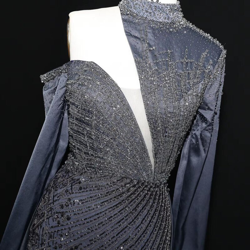 Luxury Green One-Shoulder Mermaid Evening Dress with Overskirt