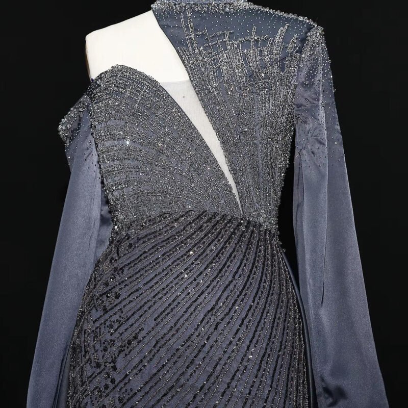 Luxury Green One-Shoulder Mermaid Evening Dress with Overskirt