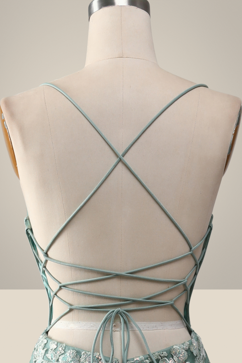 Green Mermaid Prom Dress with Elegant Appliques